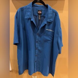 Harley-Davidson Blue Men's Embroidered Short Sleeve Button Down Shirt size 3XL